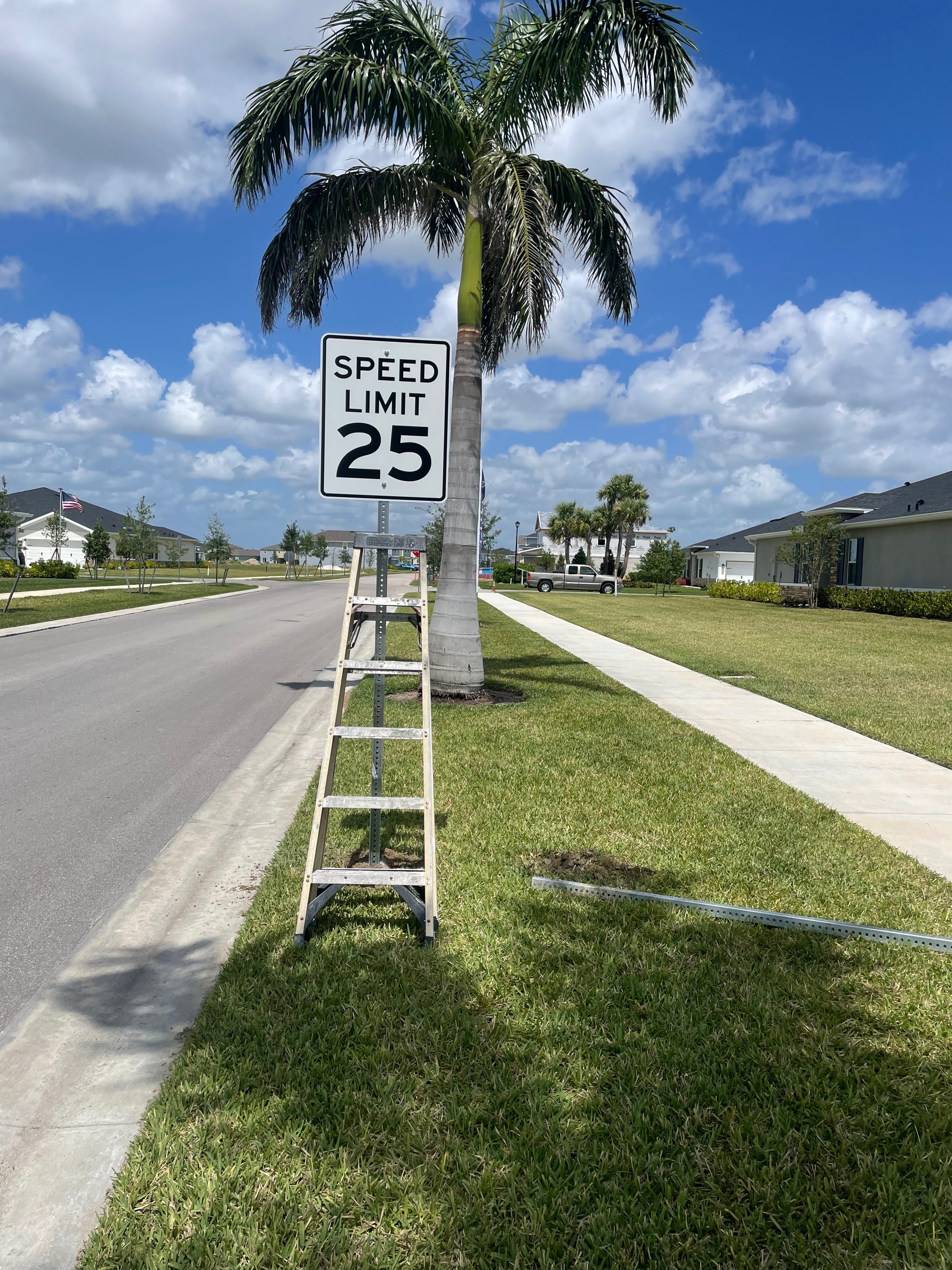 Sign installation with landscaping